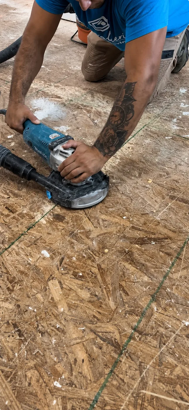Plywood subfloor preparation before flooring installation